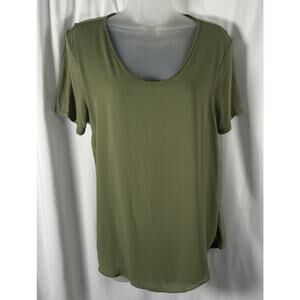 Loft Short Sleeve Mixed Media T-Shirt M Olive Green Casual Minimalists 88-32